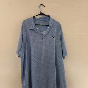 Callaway Men's Blue Geometric Pattern Golf Polo Shirt, Short Sleeve